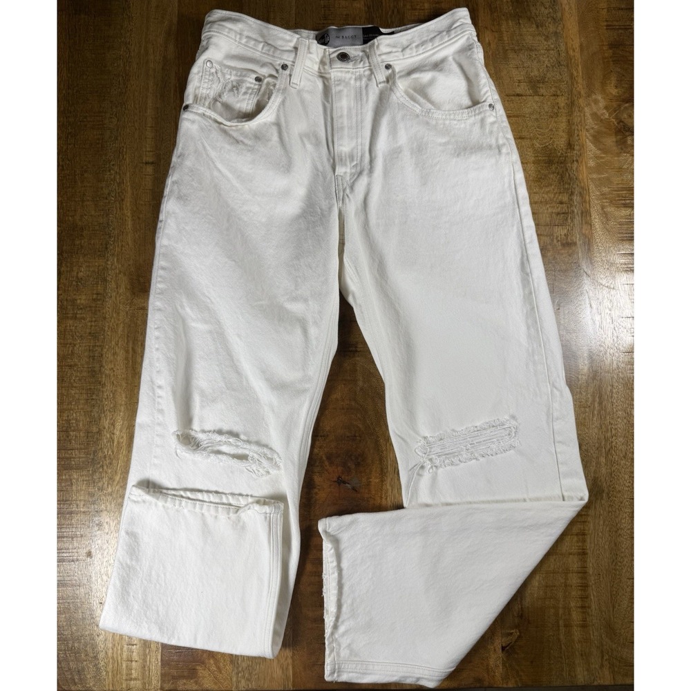 Levis SilverTab 94 Baggy Jeans Womens 30 White Distressed Wide Leg Y2K Denim